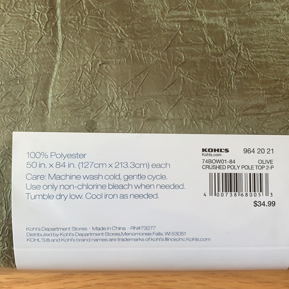 📍FIRM📍4 PCs (2x2 packs) Crushed Poly Window Curtains Pole-top - Picture 5 of 16